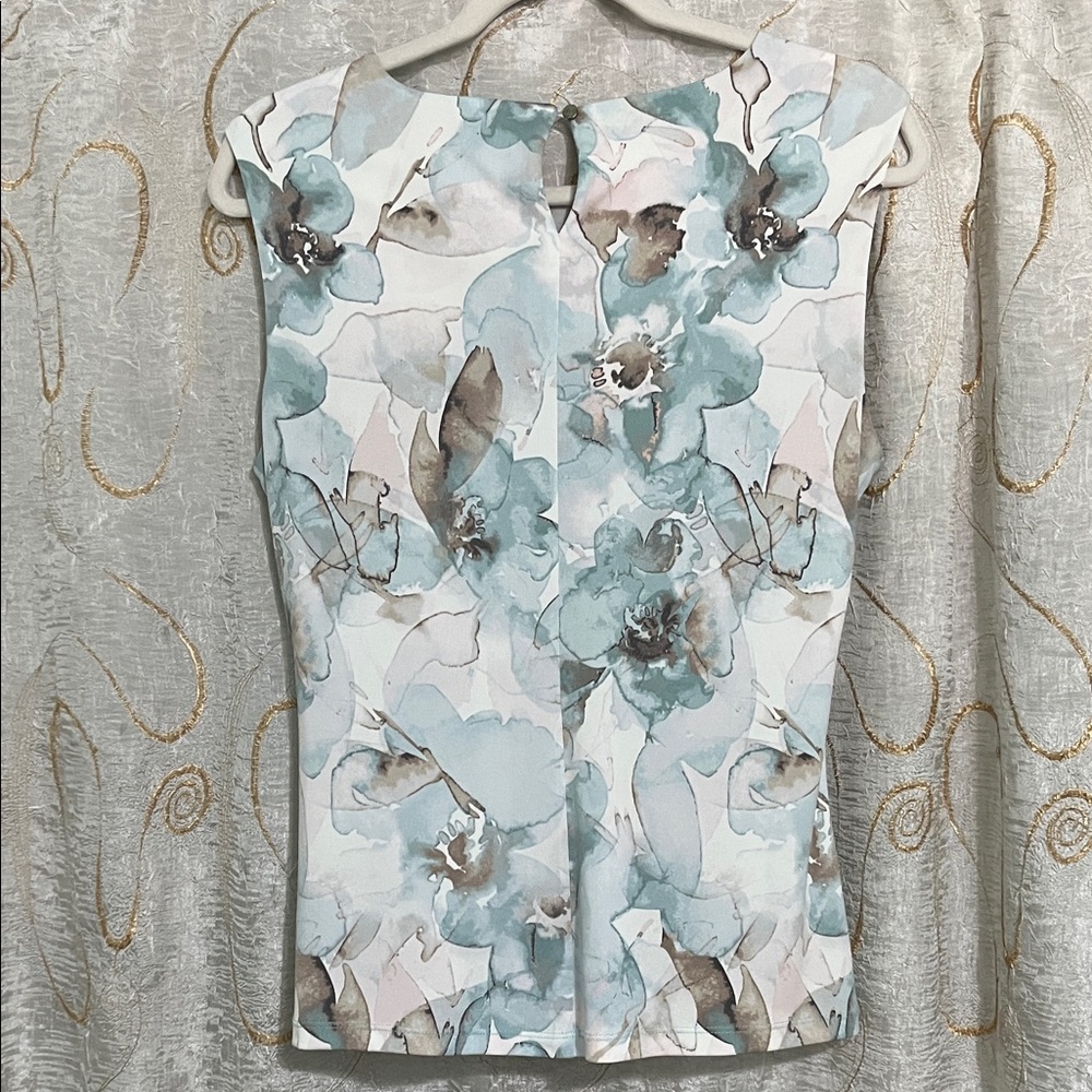 Calvin Klein Women's Floral Sleeveless Blouse - Blue and Brown - Picture 4 of 6